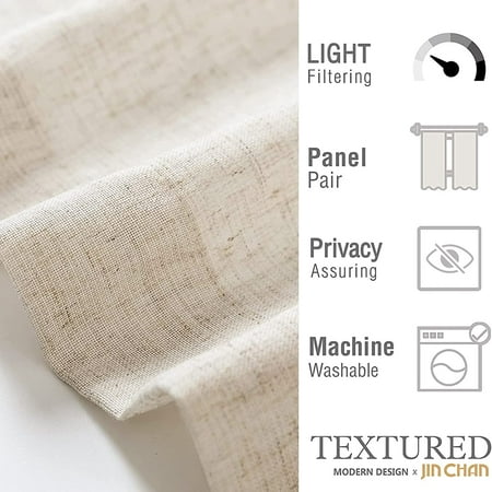 jinchan Linen Textured Curtains for Living Room Beige Grommet Top Window Treatment Set for Bedroom 2 Panels 84 inches Long Crude jinchan Linen Textured Curtains for Living Room Beige Grommet Top Window Treatment Set for Bedroom 2 Panels 84 inches Long Crude